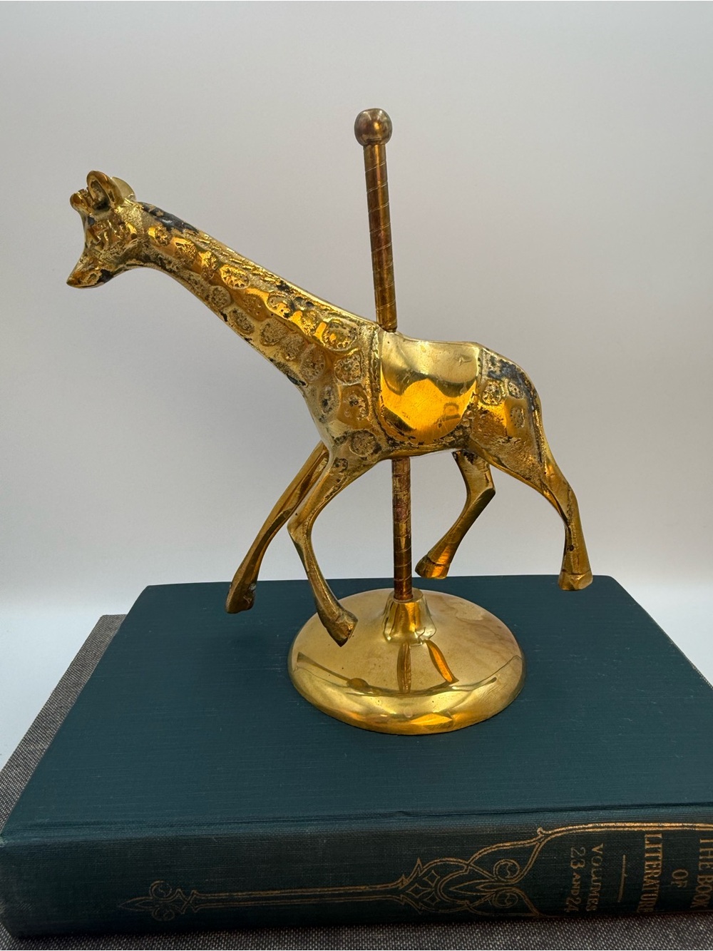 Vintage Brass Giraffe Carousel Figurine Sculpture